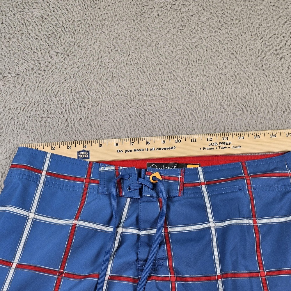 Quiksilver Waterman Board Shorts Mens 32 Blue Plaid Cargo Swim Trunks Pocket - Picture 4 of 10